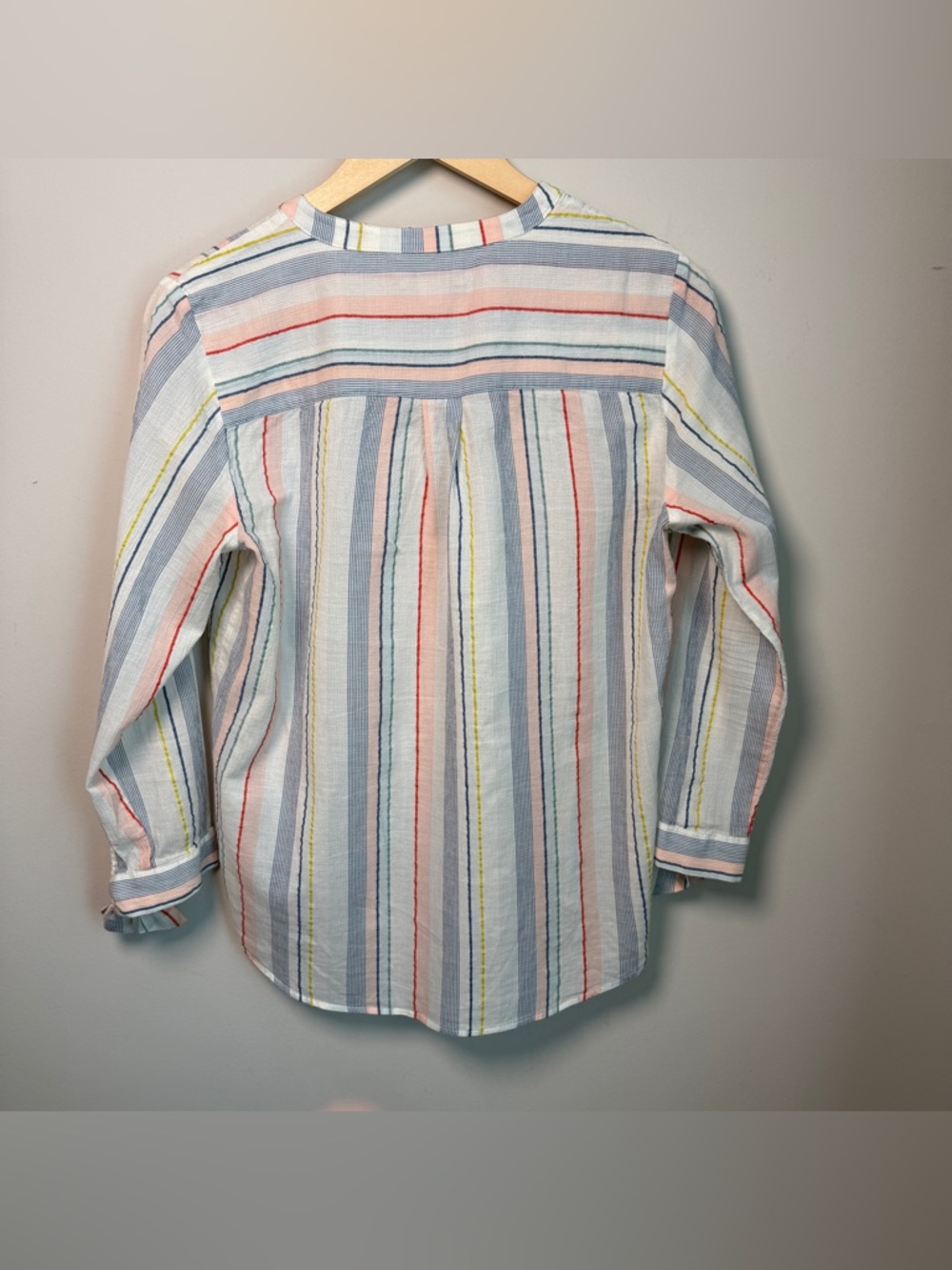 J. Crew Mercantile Striped Cotton Preppy Tie-Sleeve Button Down Shirt | Size S - Picture 3 of 6